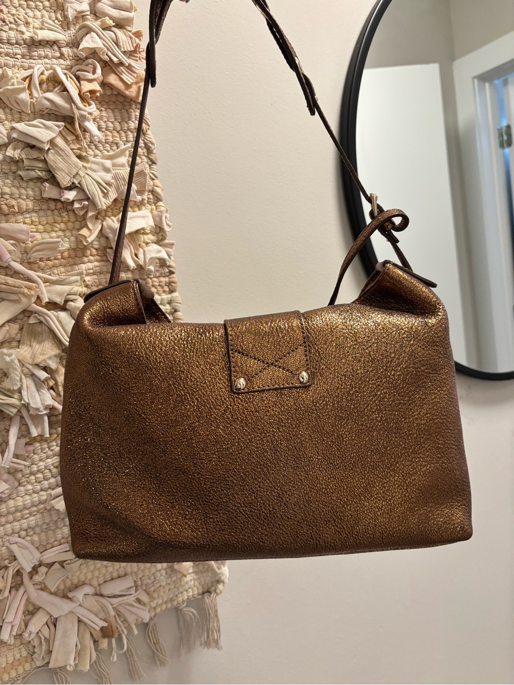 Jimmy Choo Bronze Metallic Leather Shoulder Bag - Picture 3 of 6